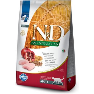 Farmina N&D Ancestral Chicken & Pomegranate Low-Grain Dry Cat Food, 11-lb bag