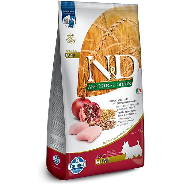 Farmina N&D Ancestral Grain Chicken & Pomegranate Recipe Adult Mini Dry Dog Food, 15.4-lb bag