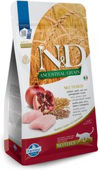 Farmina N&D Ancestral Grain Chicken & Pomegranate Recipe Neutered Cat Dry Food, 3.3-lb bag