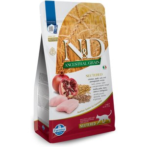 Farmina N&D Ancestral Grain Chicken & Pomegranate Recipe Neutered Cat Dry Food, 3.3-lb bag