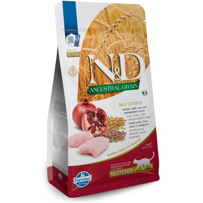 Farmina Farmina N&D Ancestral Grain Chicken & Pomegranate Recipe Neutered Cat Dry Food, 3.3-lb bag