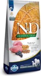 Farmina N&D Ancestral Grain Lamb & Blueberry Medium & Maxi Adult Dry Dog Food, 26.5-lb bag