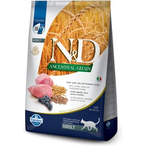 Farmina N&D Ancestral Lamb & Blueberry Low-Grain Dry Cat Food, 11-lb bag