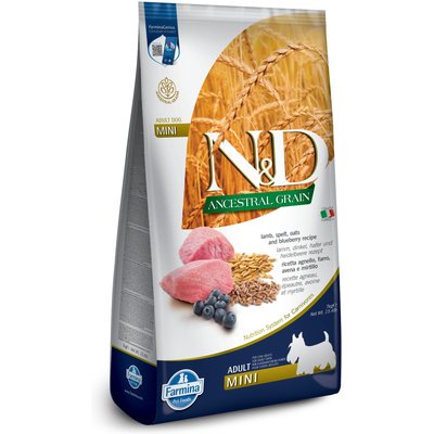Farmina Farmina N&D Ancestral Grain Lamb & Blueberry Recipe Adult Mini Breed Dry Dog Food, 15.4-lb bag