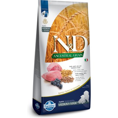 Farmina Farmina N&D Ancestral Grain Lamb & Blueberry Recipe Puppy Medium & Maxi Dry Dog Food, 26.5-lb bag