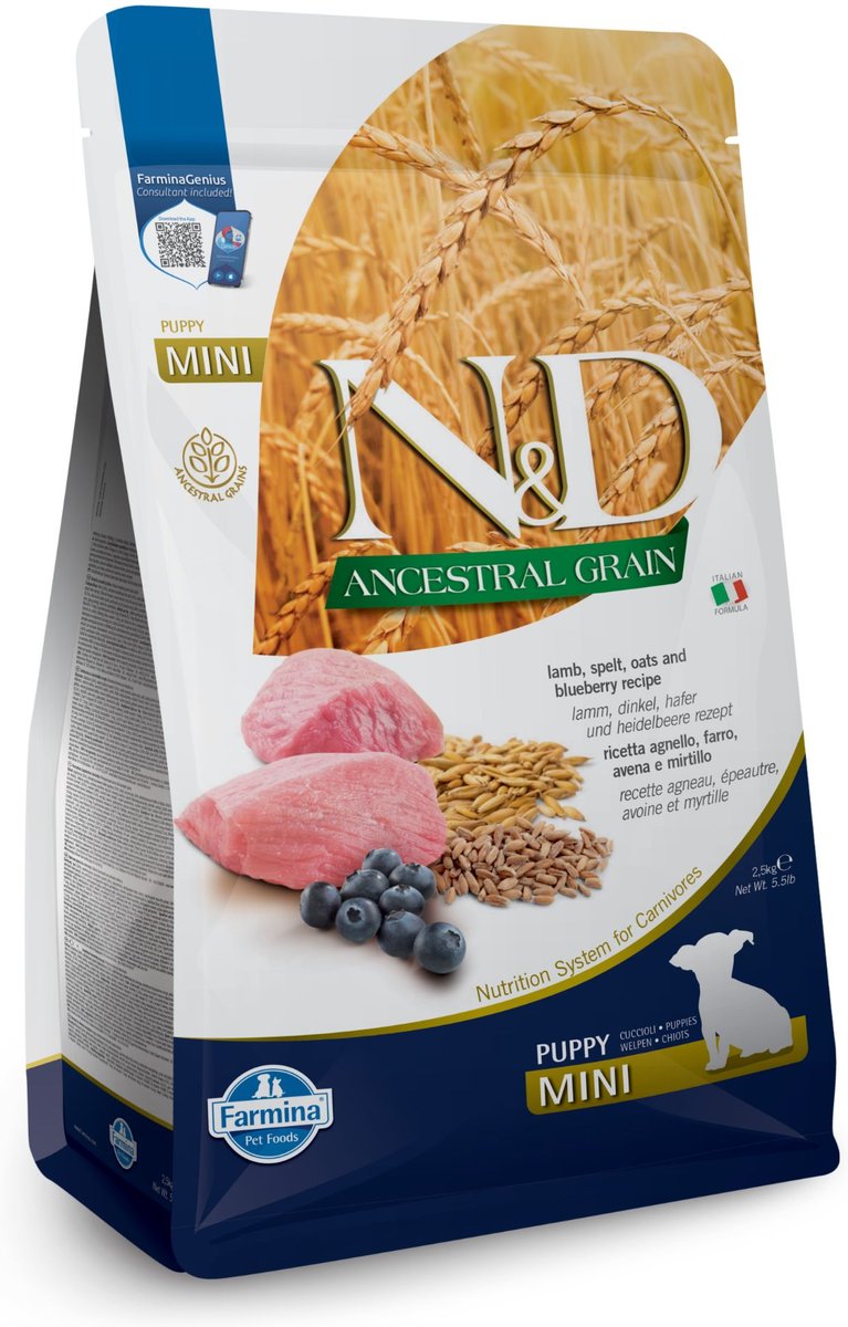 Farmina N&D Ancestral Grain Lamb & Blueberry Recipe Puppy Mini Dry Dog Food