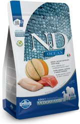 Farmina N&D Ocean Canine Adult GMO-Free Salmon, Cod, Cantaloupe Med & Maxi Dry Dog Food, 5.5-lb bag
