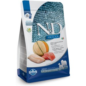 Farmina N&D Ocean Canine Adult GMO-Free Salmon, Cod, Cantaloupe Med & Maxi Dry Dog Food, 26.4-lb bag