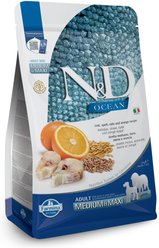 Farmina N&D Ocean Codfish & Orange Ancestral Grain Medium & Maxi Adult Dry Dog Food, 5.5-lb bag slide 1 of 9
