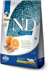 Farmina N&D Ocean Feline Herring & Orange Neutered Dry Cat Food, 11-lb bag