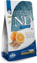 Farmina N&D Ocean Feline Herring & Orange GMO-Free Neutered Adult Dry Cat Food, 3.3-lb bag