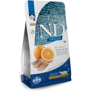Farmina N&D Ocean Feline Herring & Orange Neutered Dry Cat Food, 3.3-lb bag