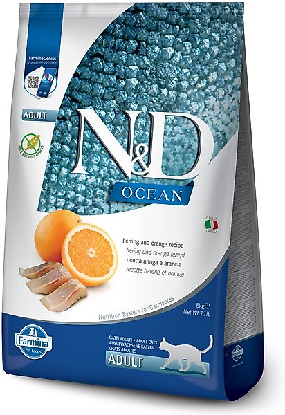 Farmina N&D Natural & Delicious Grain Free Adult Wild Herring & Orange Dry Cat Food