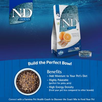 Show full view: Farmina N&D Ocean Herring & Orange Grain-Free Dry Cat Food, 3.3-lb bag slide 8 of 11