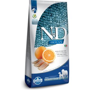 Farmina N&D Ocean Herring & Orange Medium & Maxi Adult Grain-Free Dry Dog Food, 26.5-lb bag