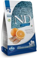 Farmina N&D Ocean Herring & Orange Medium & Maxi Adult Grain-Free Dry Dog Food, 5.5-lb bag