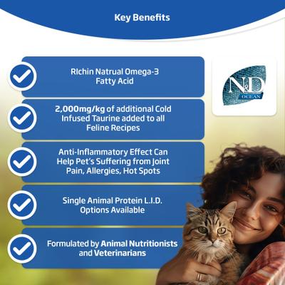 Show full view: Farmina N&D Ocean Tuna & Shrimp Grain-Free Wet Cat Food, 2.46-oz can, case of 24 slide 5 of 11