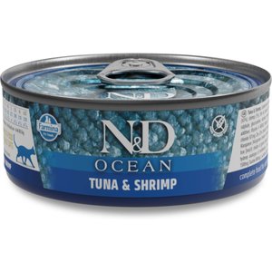 Farmina N&D Ocean Tuna & Shrimp Grain-Free Wet Cat Food, 2.46-oz can, case of 6