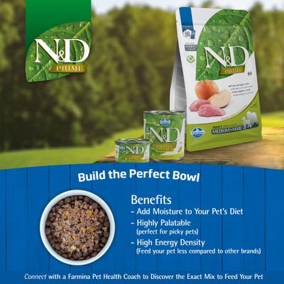 Show full view: Farmina Natural & Delicious Wild Boar Grain-Free Mini Breed Formula Dry Dog Food, 15.4-lb bag slide 8 of 11