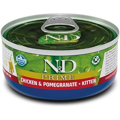 Farmina Farmina N&D Prime Chicken & Pomegranate Kitten Grain-Free Wet Cat Food, 2.46-oz can, case of 24