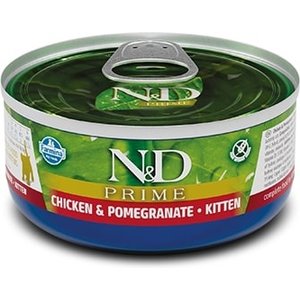 Farmina N&D Prime Chicken & Pomegranate Kitten Grain-Free Wet Cat Food, 2.46-oz can, case of 6