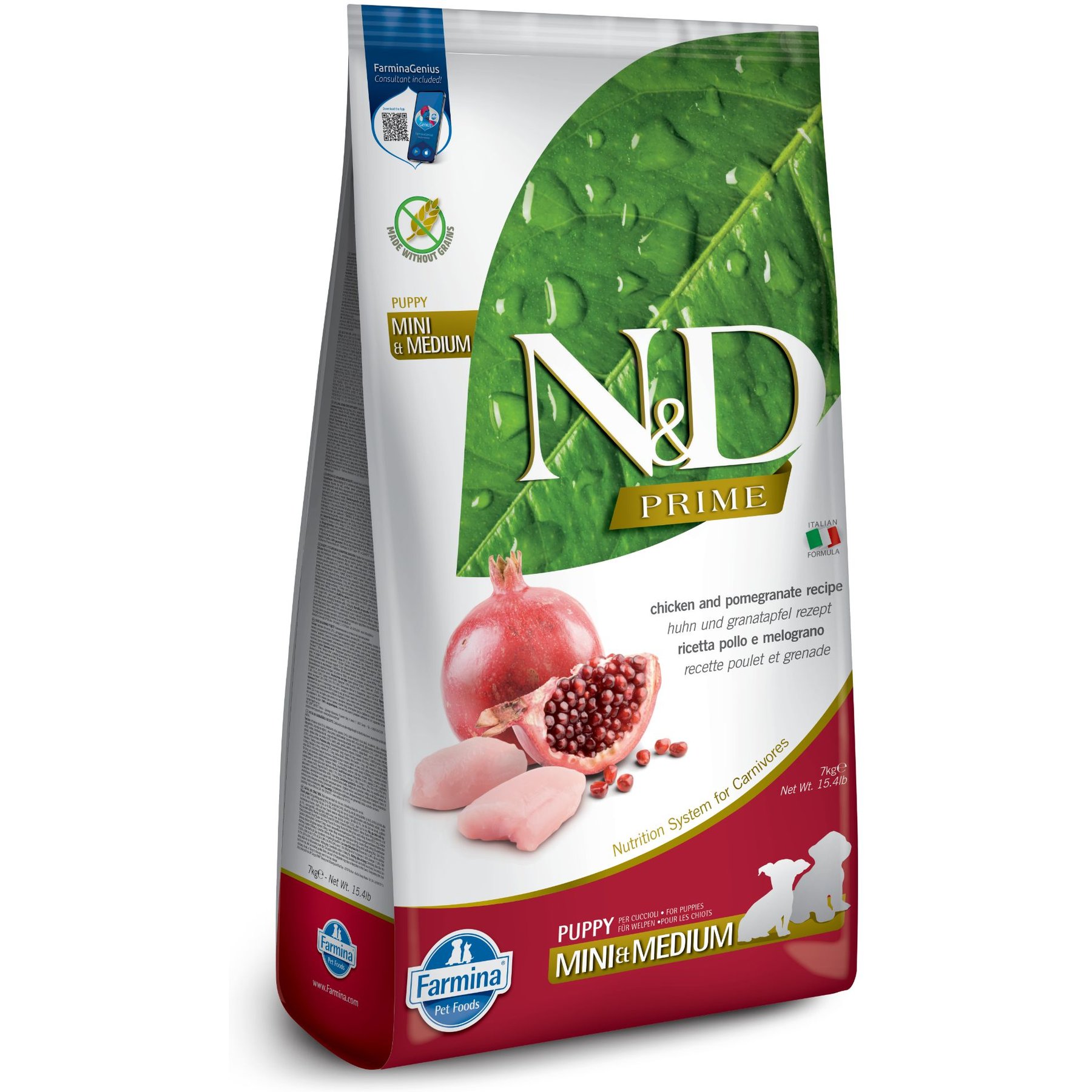 Farmina N&D Prime Chicken & Pomegranate Mini Puppy Dry Dog Food, 15.4-lb bag