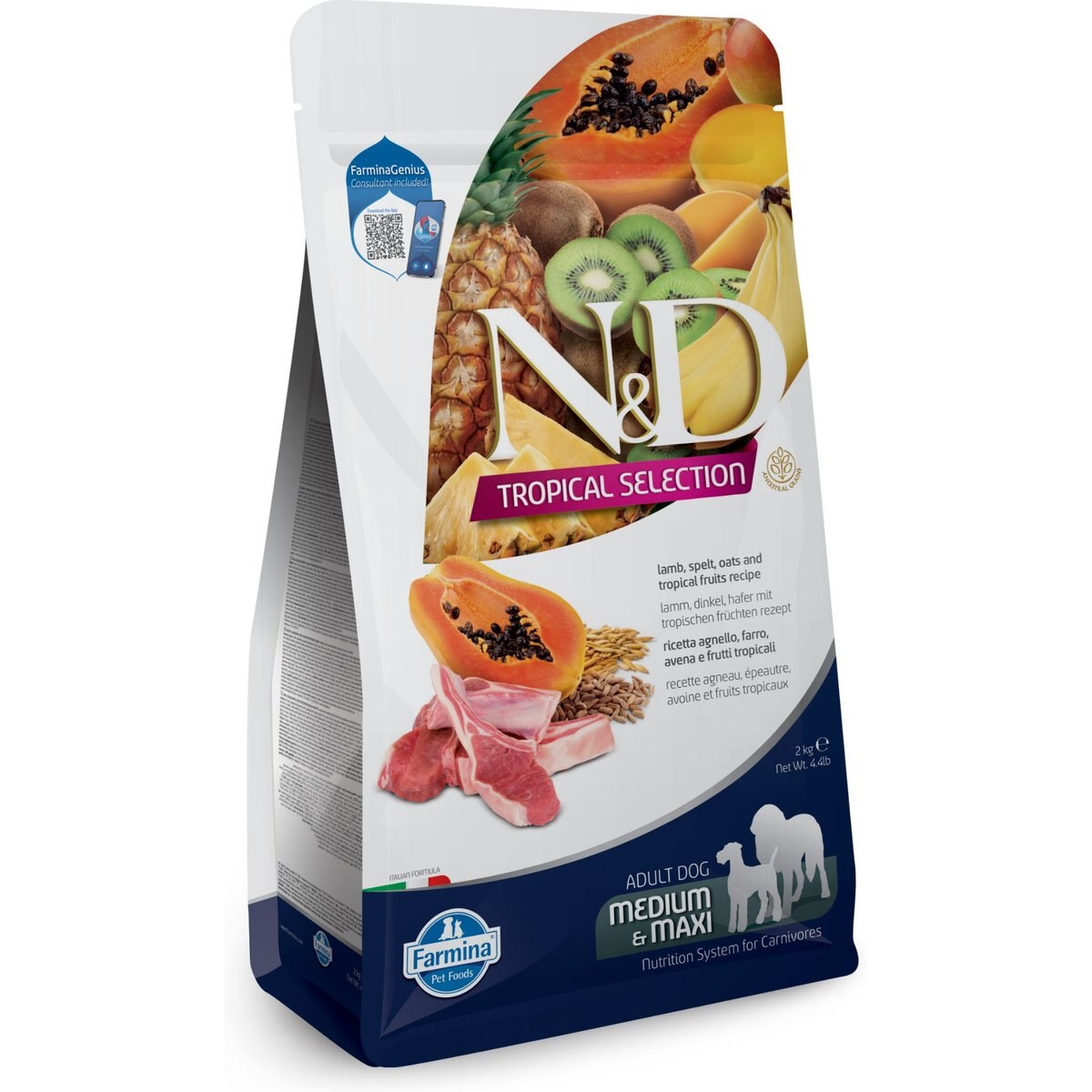 Farmina N&D Tropical Selection Lamb Adult Medium & Maxi Dry Dog Food, 4.4-lb bag