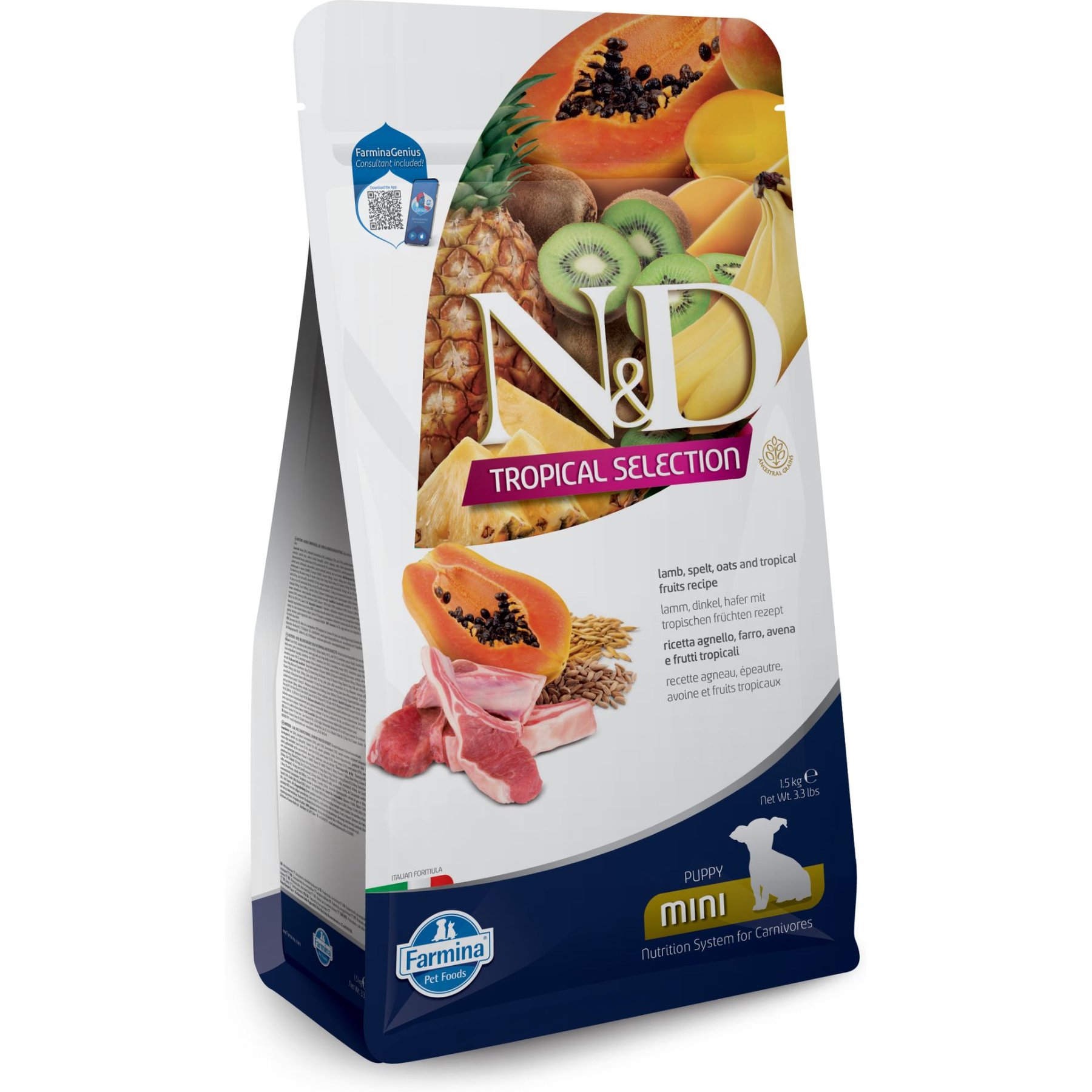 Farmina N&D Tropical Selection Lamb Puppy Mini Dry Dog Food, 3.3-lb bag