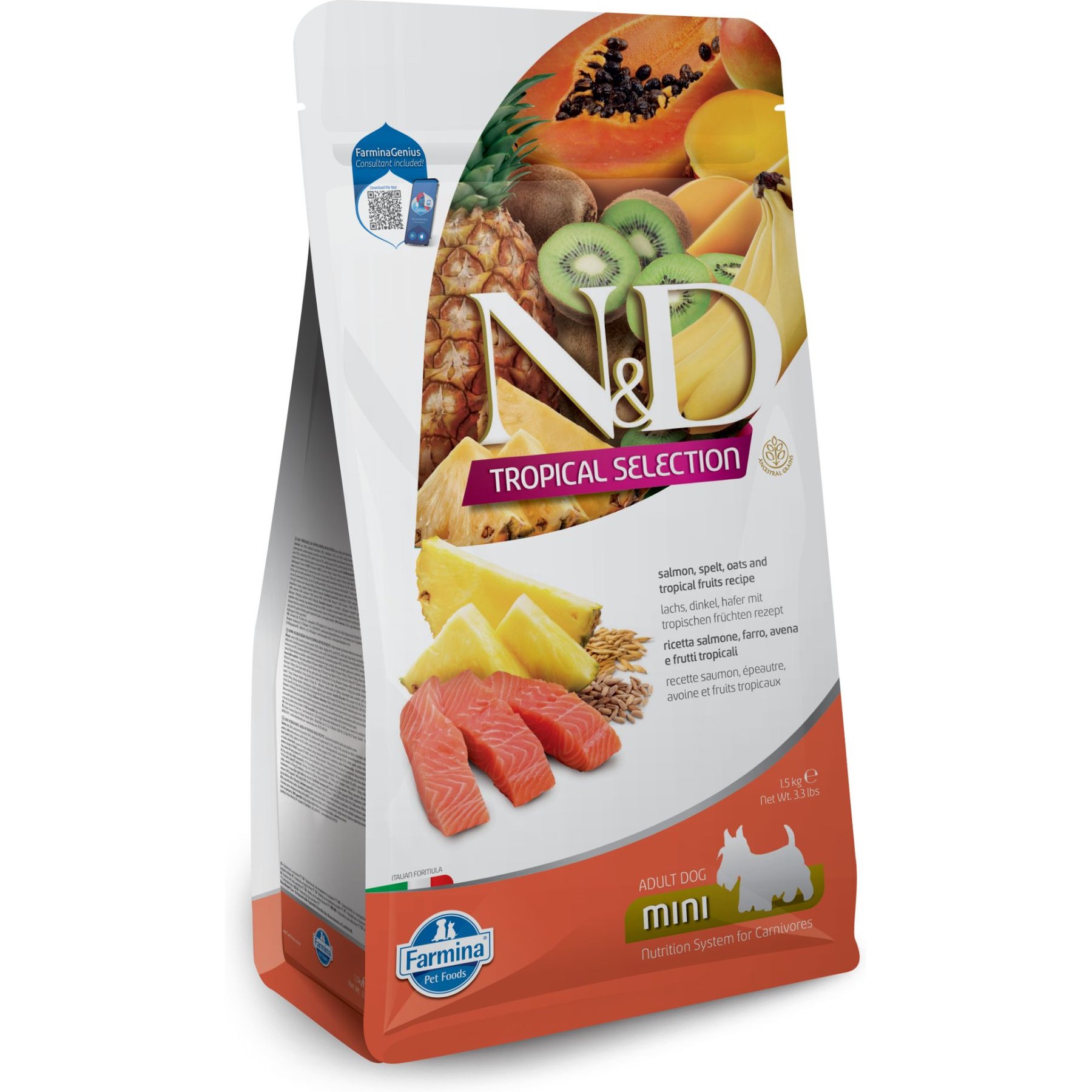 Farmina N&D Tropical Selection Salmon Adult Mini Dry Dog Food, 3.3-lb bag