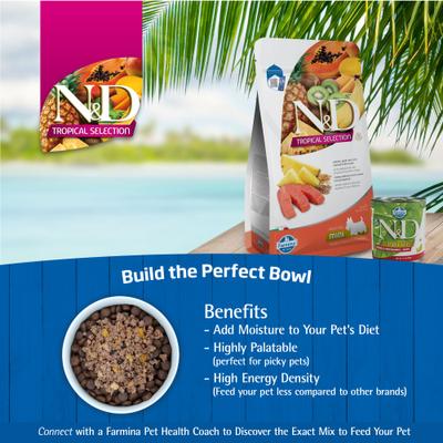 Show full view: Farmina N&D Tropical Selection Salmon Adult Mini Dry Dog Food, 3.3-lb bag slide 8 of 11