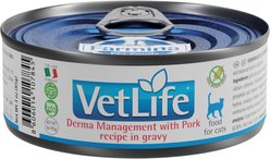Farmina Vet Life Derma Management Pork Feline Wet Cat Food, 3-oz can, case of 12