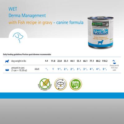 Show full view: Farmina Vet Life Derma Management with Fish Recipe In Gravy Wet Dog Food, 10.6-oz can, case of 6 slide 7 of 9