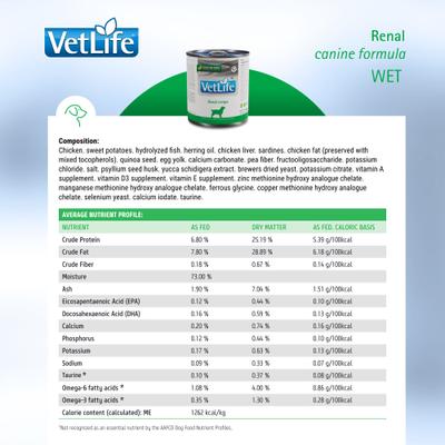 Show full view: Farmina Vet Life Renal Recipe Wet Dog Food, 10.6-oz can, case of 6 slide 6 of 10