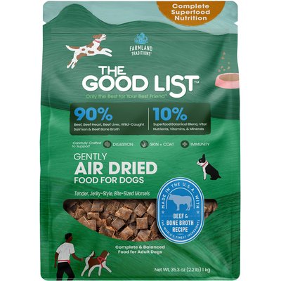 Farmland Traditions Farmland Traditions The Good List Beef & Bone Broth Recipe Adult Gently Air-Dried Dog Food, 35.3-oz bag