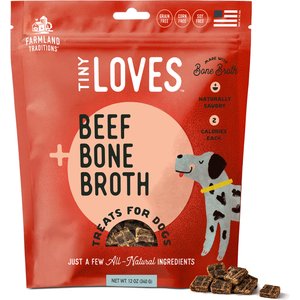 Farmland Traditions Tiny Loves Beef with Bone Broth Flavored Jerky Dog Treats, 12-oz pouch, 1 count