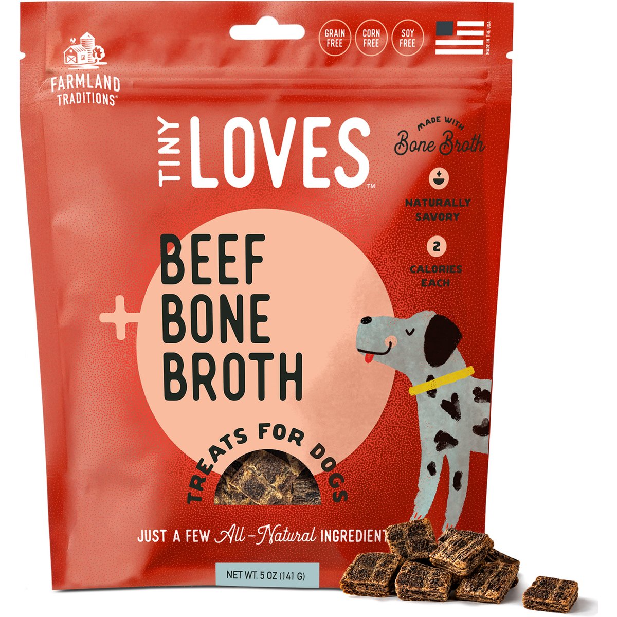 Farmland Traditions Tiny Loves Beef with Bone Broth Flavored Jerky Dog Treats, 5-oz pouch, 1 count