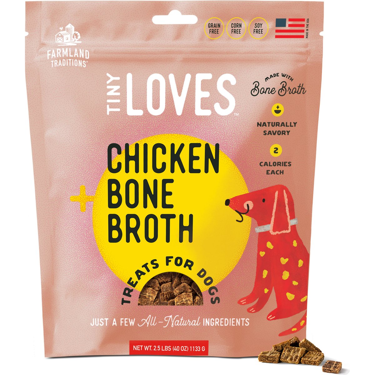 Farmland Traditions Tiny Loves Chicken with Bone Broth Flavored Jerky Dog Trainer Treats, 40-oz bag