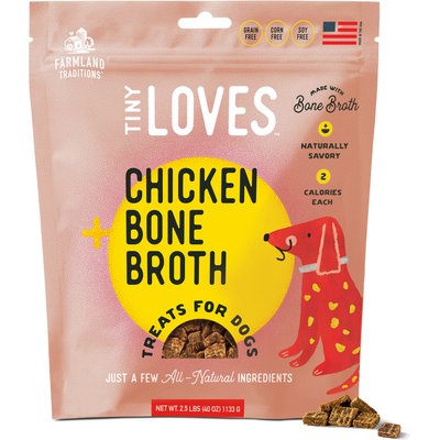 Farmland Traditions Farmland Traditions Tiny Loves Chicken with Bone Broth Flavored Jerky Dog Trainer Treats, 40-oz bag