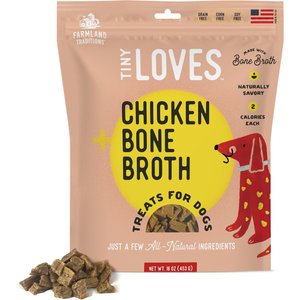 Farmland Traditions Tiny Loves Chicken with Bone Broth Flavored Jerky Dog Treats, 16-oz pouch