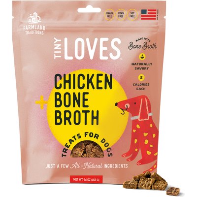 Farmland Traditions Farmland Traditions Tiny Loves Chicken with Bone Broth Flavored Jerky Dog Treats, 16-oz pouch