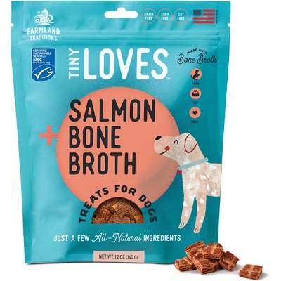 Farmland Traditions Farmland Traditions Tiny Loves Salmon with Bone Broth Flavored Jerky Dog Trainer Treats, 12-oz pouch