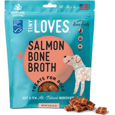 Farmland Traditions Farmland Traditions Tiny Loves Salmon with Bone Broth Flavored Jerky Dog Trainer Treats, 5-oz pouch
