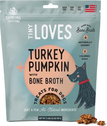 Farmland Traditions Tiny Loves Turkey & Pumpkin with Bone Broth Flavored Jerky Dog Trainer Treats, 2-lb bag