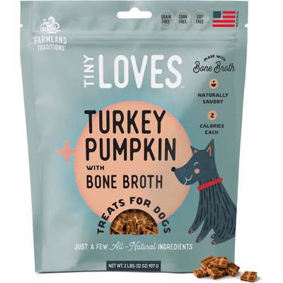 Farmland Traditions Farmland Traditions Tiny Loves Turkey & Pumpkin with Bone Broth Flavored Jerky Dog Trainer Treats, 32-oz bag