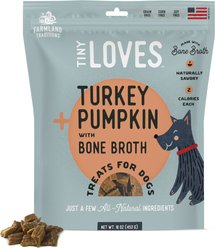 Farmland Traditions Tiny Loves Turkey & Pumpkin with Bone Broth Flavored Jerky Dog Treats, 16-oz pouch, 1 count