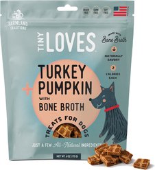 Farmland Traditions Tiny Loves Turkey & Pumpkin with Bone Broth Flavored Jerky Dog Treats, 6-oz pouch, 1 count