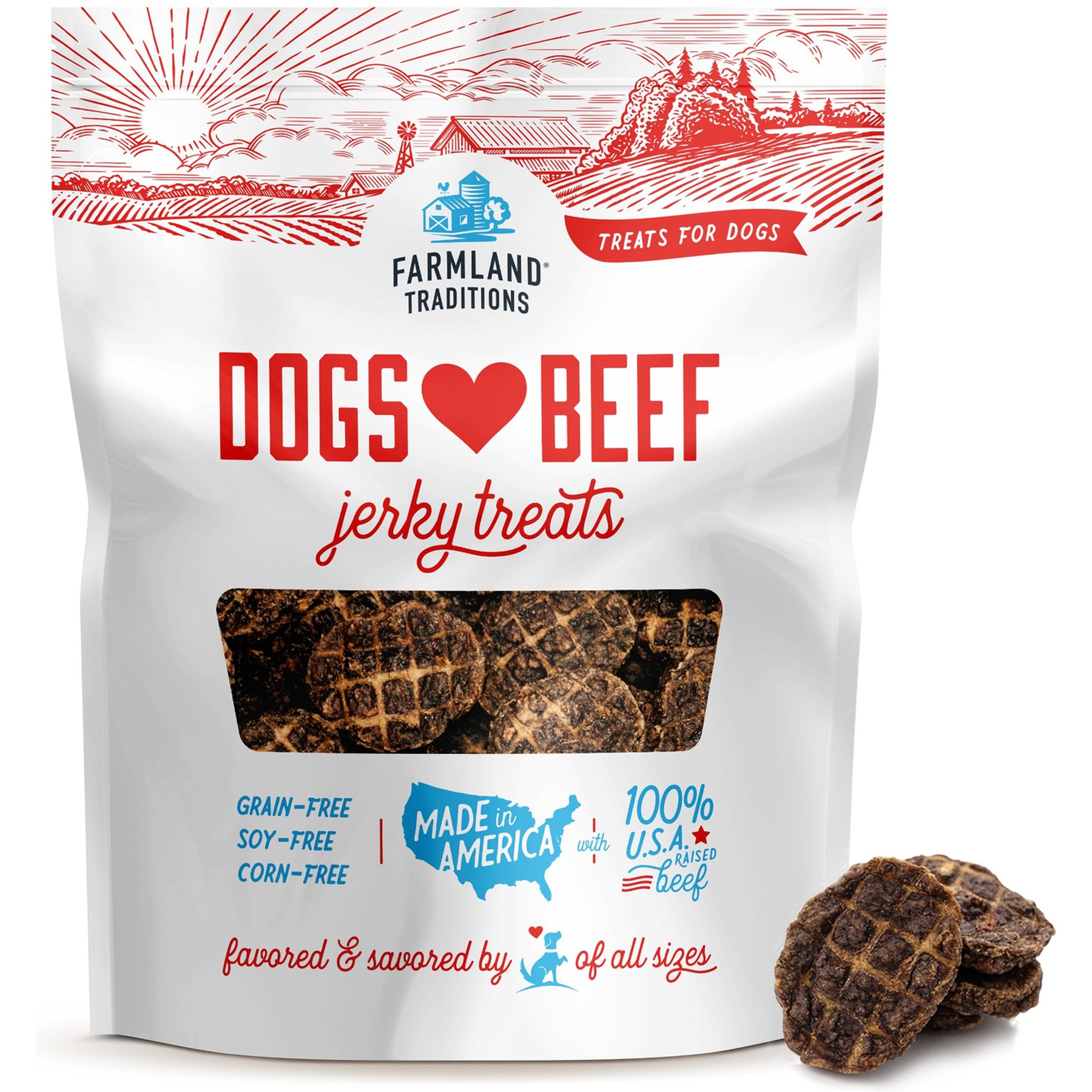 Farmland Traditions USA Dogs Love Beef Grain-Free Jerky Dog Treats, 5-oz bag