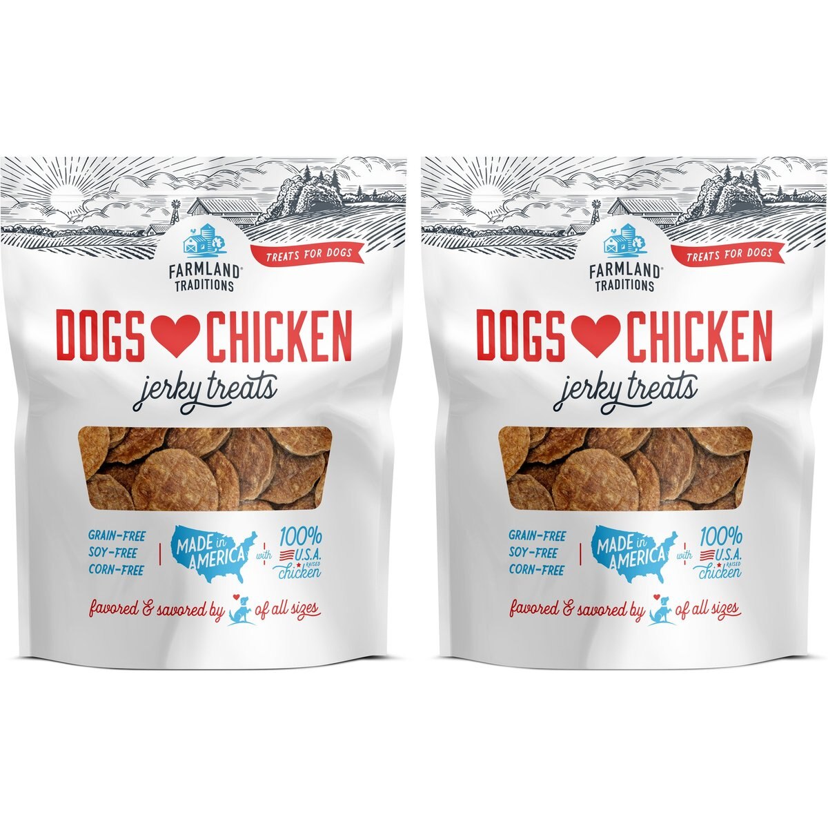 Farmland Traditions USA Dogs Love Chicken Grain-Free Jerky Patties Dog Treats, 16-oz bag, pack of 2