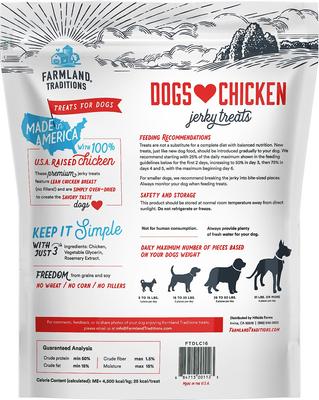 Show full view: Farmland Traditions USA Dogs Love Chicken Grain-Free Jerky Patties Dog Treats, 1-lb bag slide 3 of 10