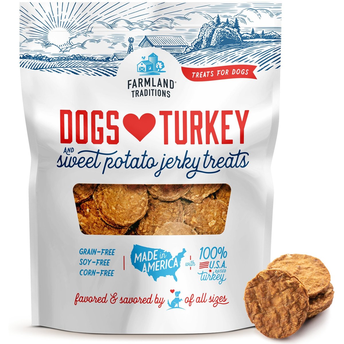 Farmland Traditions USA Dogs Love Turkey & Sweet Potato Grain-Free Jerky Dog Treats, 48-oz bag